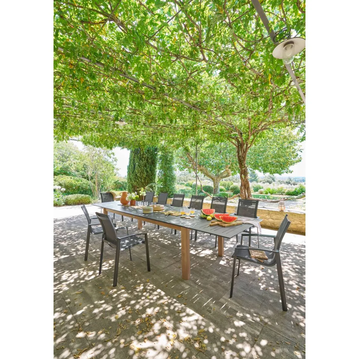 Table de jardin extensible rectangulaire MICEIRA Graphite & Honey