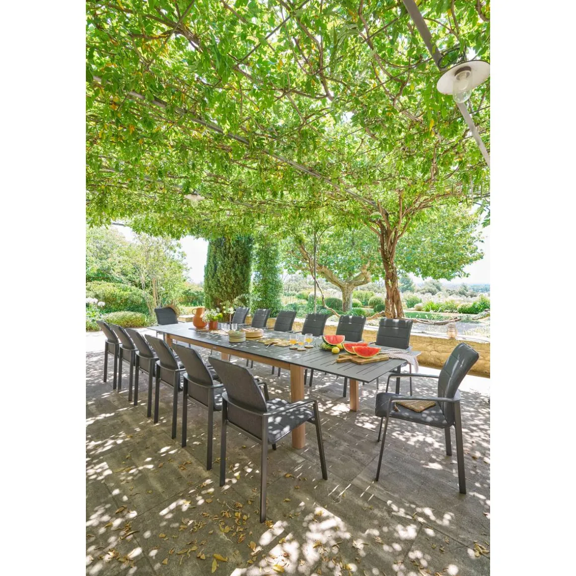 Table de jardin extensible rectangulaire MICEIRA Graphite & Honey
