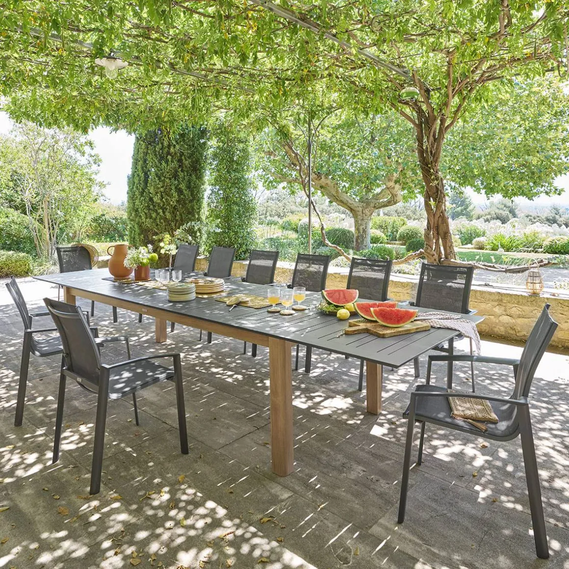 Table de jardin extensible rectangulaire MICEIRA Graphite & Honey