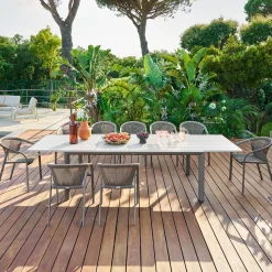 Table de jardin extensible rectangulaire LUZANE Argile / Café