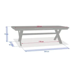 Table de jardin extensible rectangulaire VOLUPTY Beige ficelle / Argile
