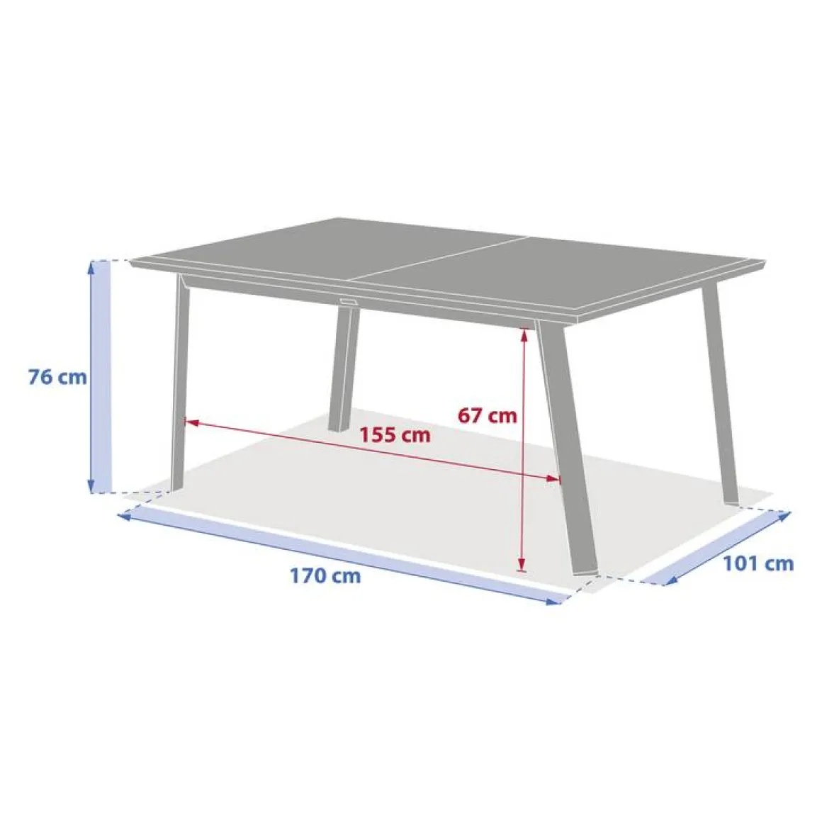 Table de jardin extensible rectangulaire PAVANE Malte / Argile