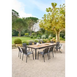 Table de jardin extensible ÉVASION Effet bois Honey & Graphite