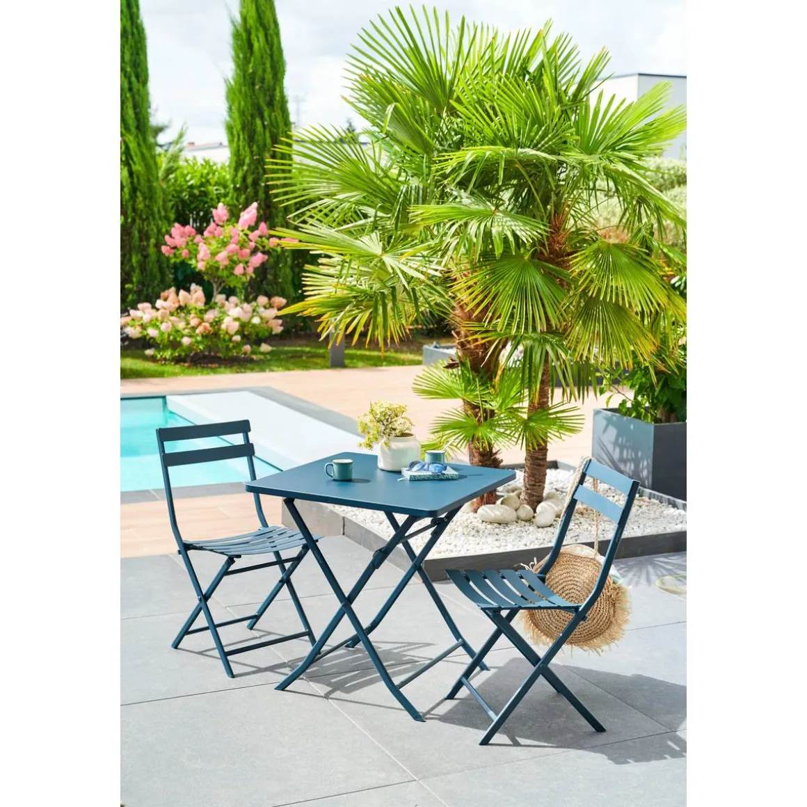 Table de jardin pliante carrée GREENSBORO Pétrole