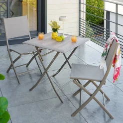Table de jardin pliante carréee AZUA Truffe / Café