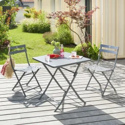 Table de jardin pliante carrée GREENSBORO Gris quartz