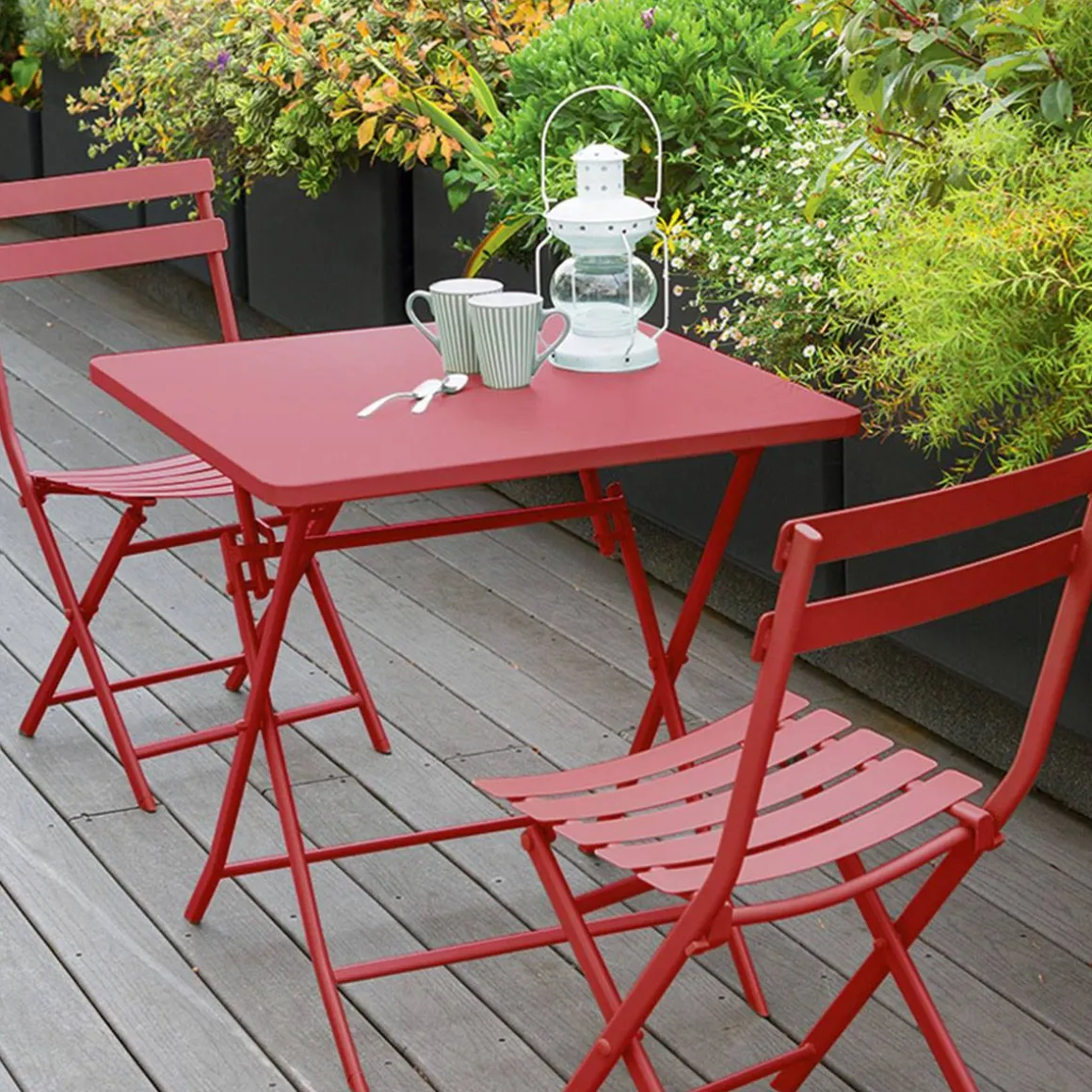 Table de jardin pliante carrée GREENSBORO Groseille