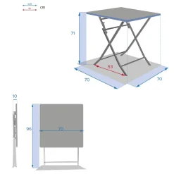 Table de jardin pliante carrée GREENSBORO Argile