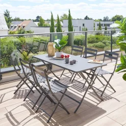 Table de jardin pliante rectangulaire GREENSBORO Graphite