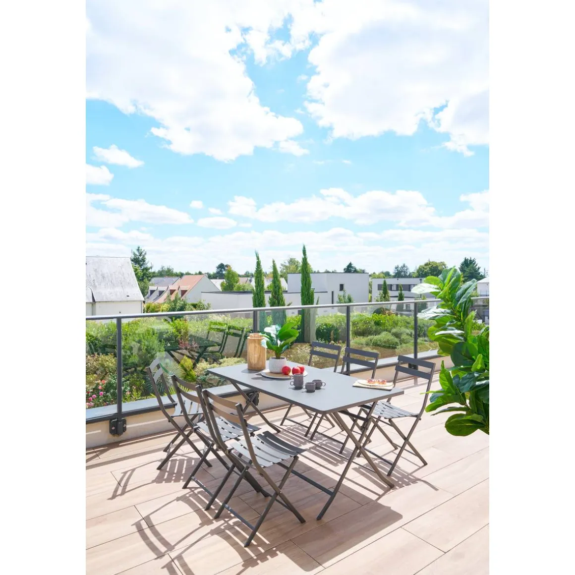 Table de jardin pliante rectangulaire GREENSBORO Graphite