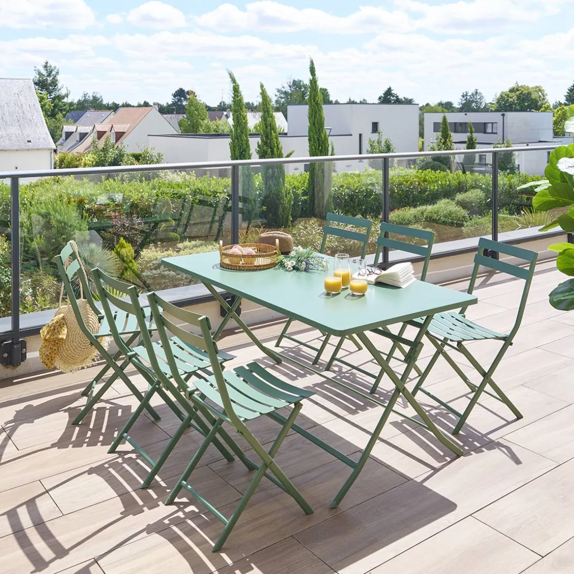 Table de jardin pliante rectangulaire GREENSBORO Vert olive