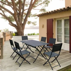 Table de jardin pliante rectangulaire AZUA Graphite