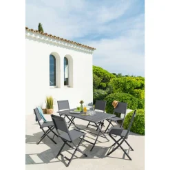Table de jardin pliante rectangulaire AZUA Graphite
