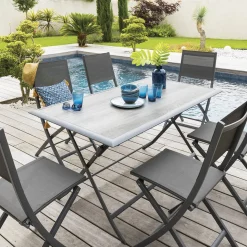 Table de jardin pliante rectangulaire AZUA Gris smoke
