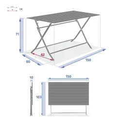 Table de jardin pliante rectangulaire AZUA Gris smoke