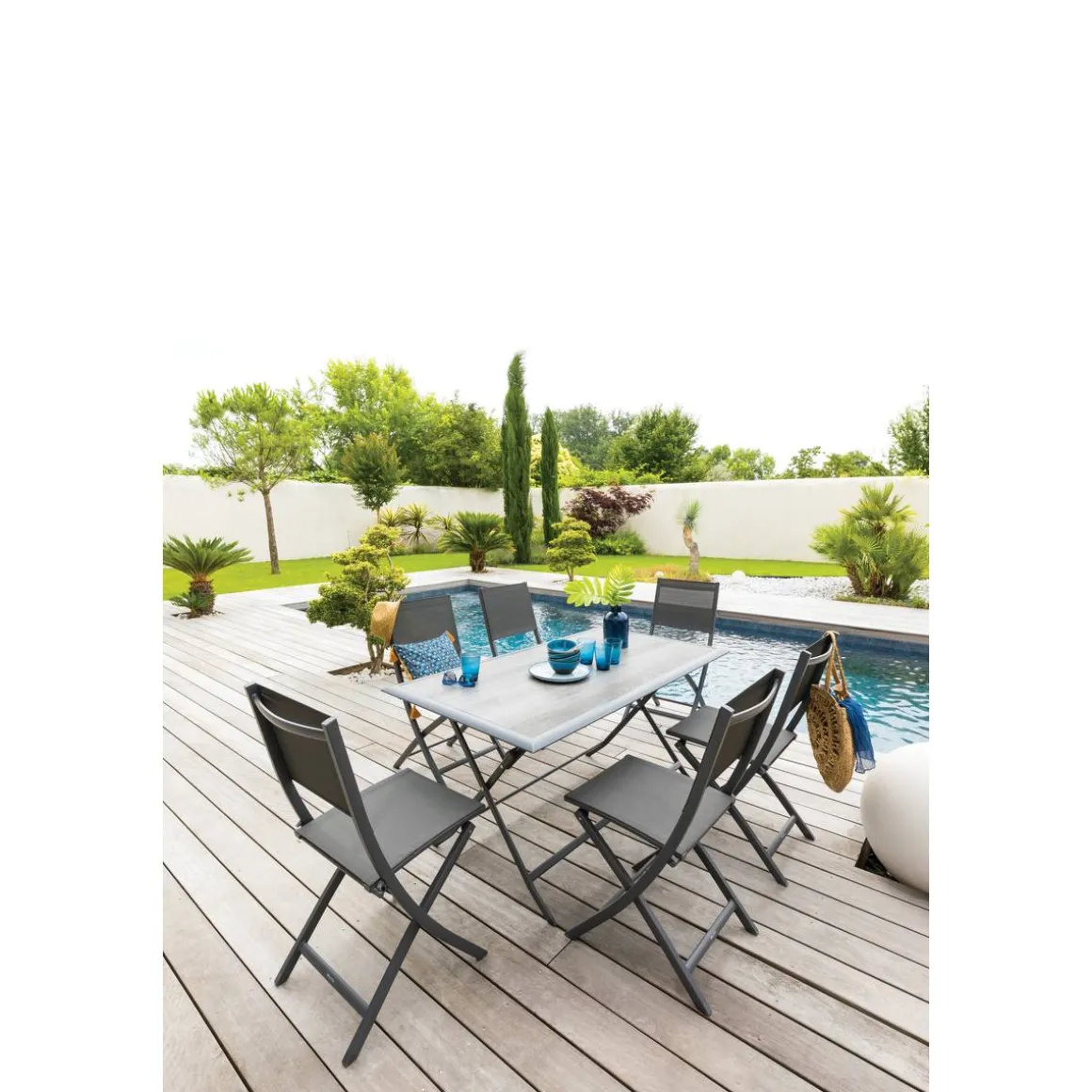 Table de jardin pliante rectangulaire AZUA Gris smoke