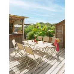 Table de jardin pliante rectangulaire AZUA Argile