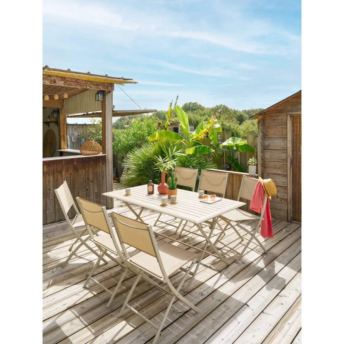 Table de jardin pliante rectangulaire AZUA Argile