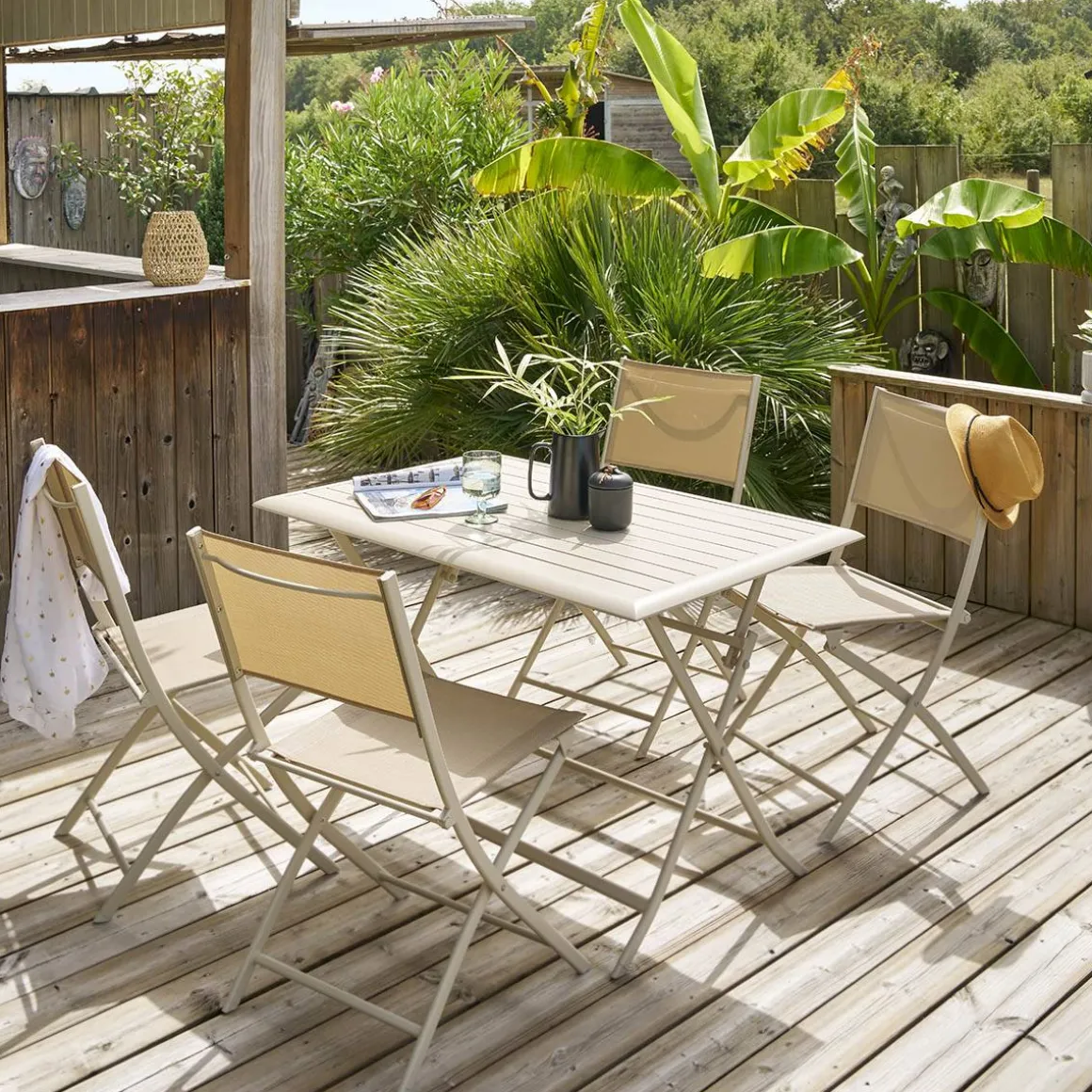 Table de jardin pliante rectangulaire AZUA Argile