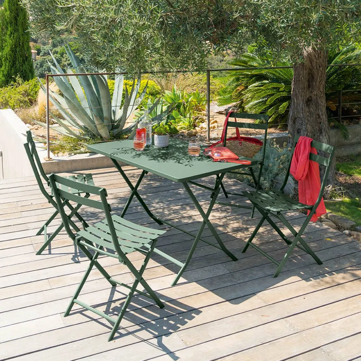 Table de jardin pliante rectangulaire GREENSBORO Vert olive