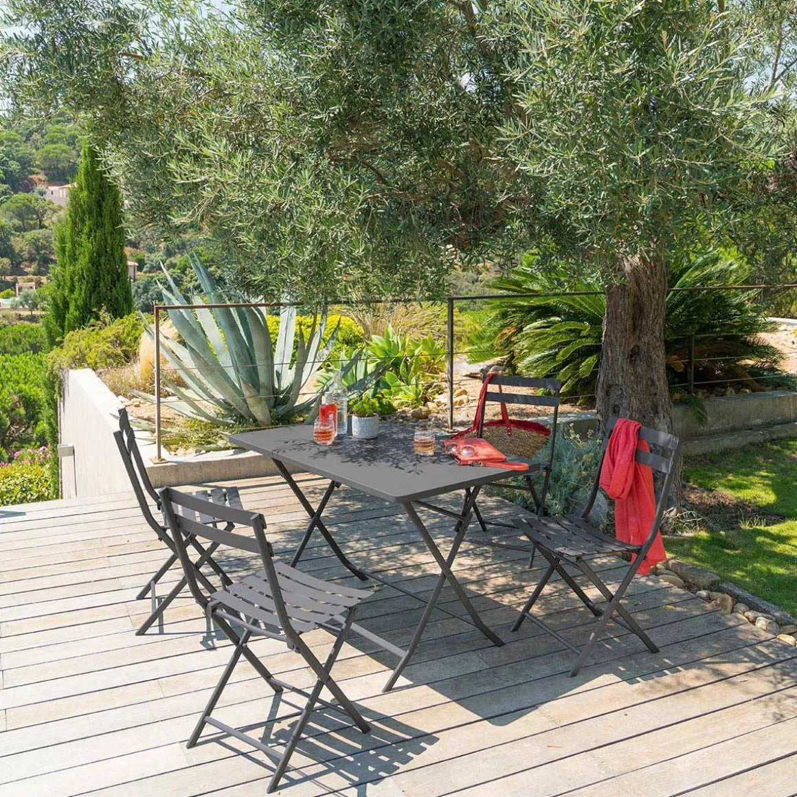 Table de jardin pliante rectangulaire GREENSBORO Graphite