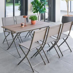 Table de jardin pliante rectangulaire AZUA Truffe / Café