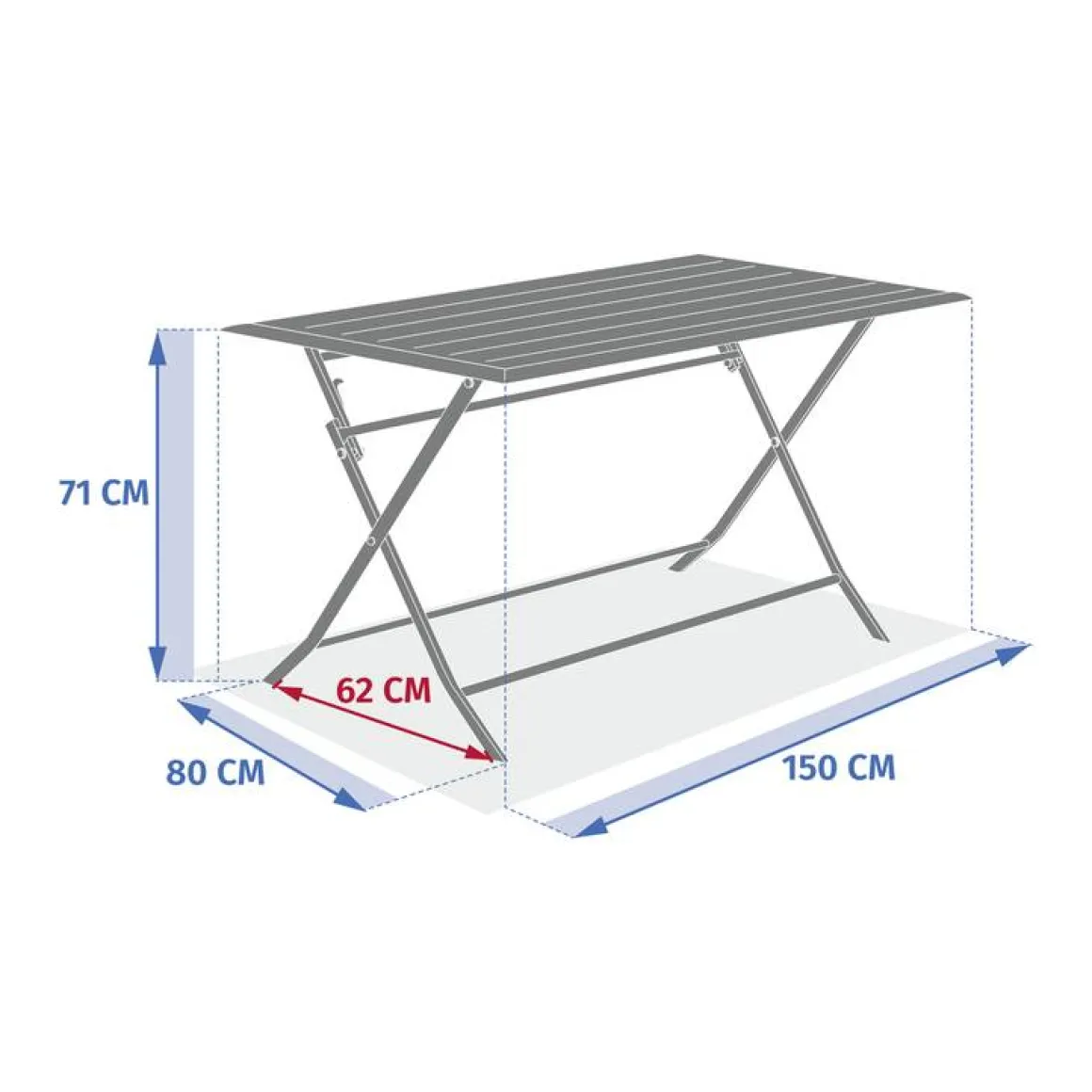 Table de jardin pliante rectangulaire AZUA Epeautre / Argile