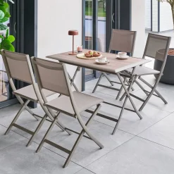Table de jardin pliante rectangulaire AZUA Truffe / Café