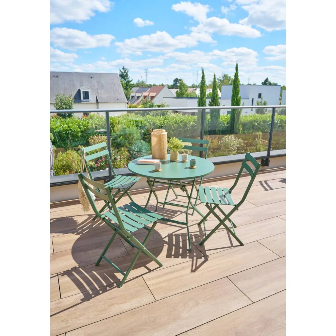 Table de jardin pliante ronde GREENSBORO Vert olive