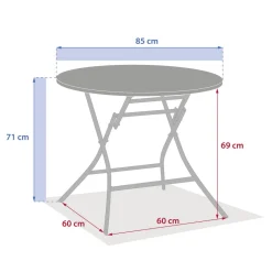 Table de jardin pliante ronde GREENSBORO Vert olive