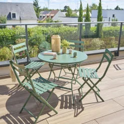 Table de jardin pliante ronde GREENSBORO Vert olive