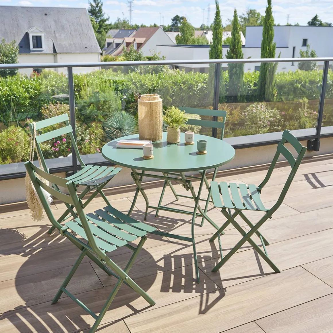 Table de jardin pliante ronde GREENSBORO Vert olive