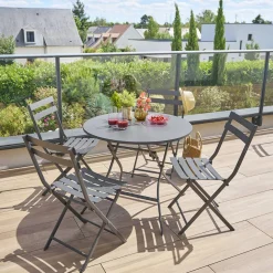 Table de jardin pliante ronde GREENSBORO Graphite