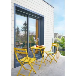 Table de jardin pliante ronde GREENSBORO Moutarde
