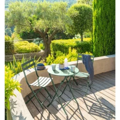 Table de jardin pliante ronde GREENSBORO Vert olive