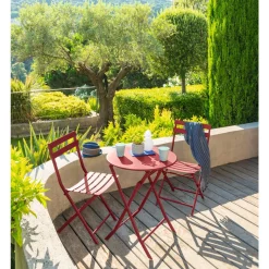 Table de jardin pliante ronde GREENSBORO Groseille