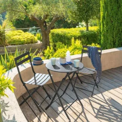 Table de jardin pliante ronde GREENSBORO Graphite
