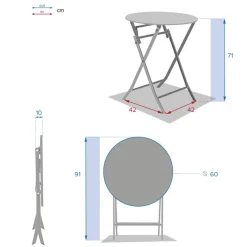 Table de jardin pliante ronde GREENSBORO Bleu canard