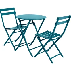 Table de jardin pliante ronde GREENSBORO Bleu canard
