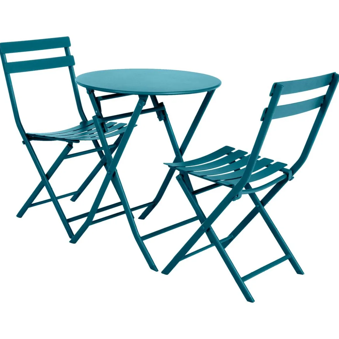 Table de jardin pliante ronde GREENSBORO Bleu canard