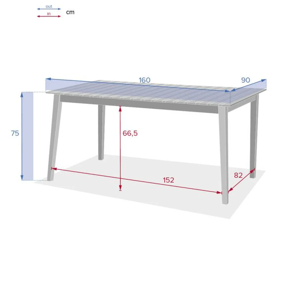 Table de jardin rectangulaire TIWI Acacia