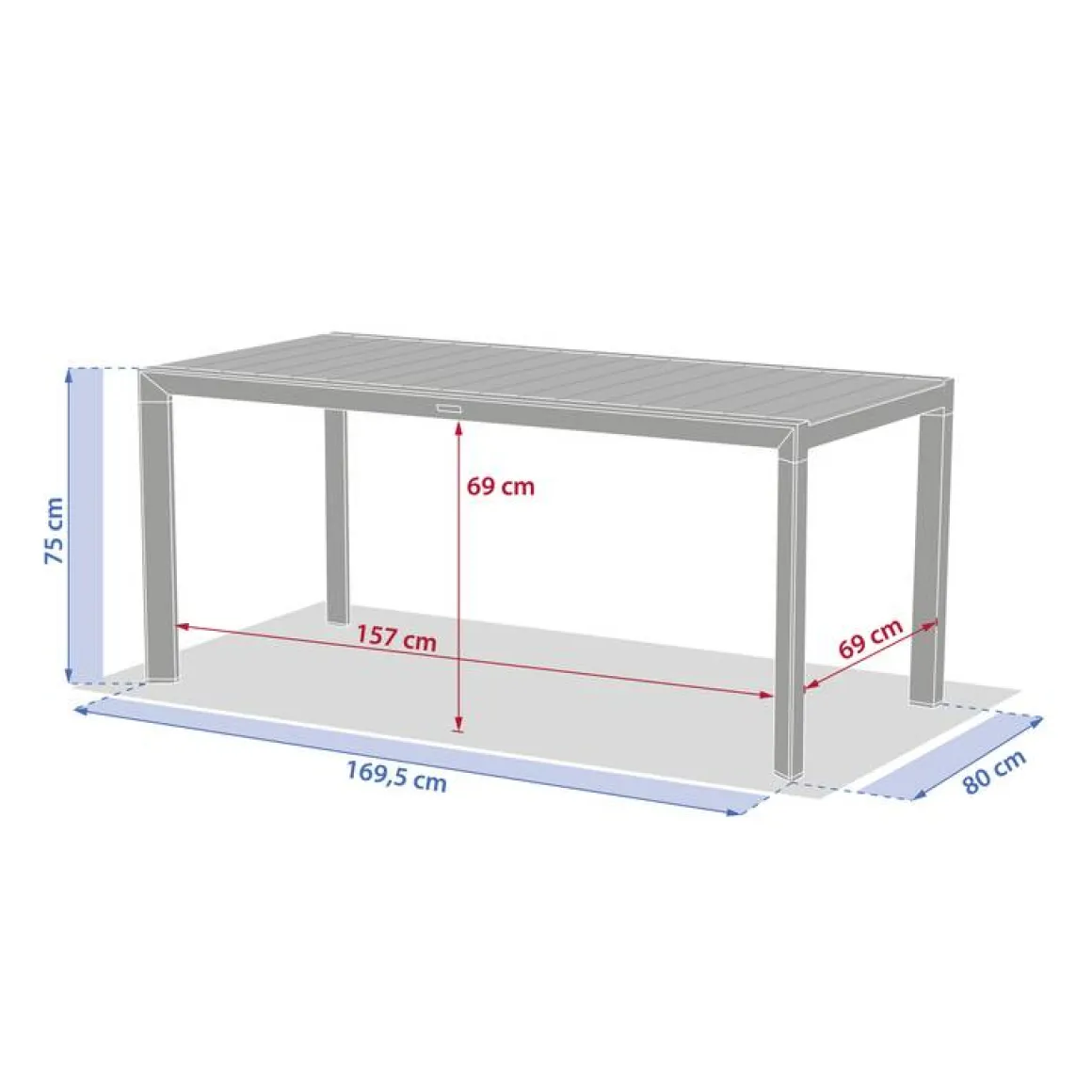 Table de jardin rectangulaire EVASION Lin / Vert laurier