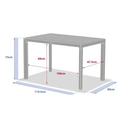Table de jardin rectangulaire EVASION Lin / Vert laurier