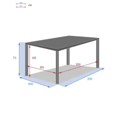 Table de jardin rectangulaire PIAZZA Graphite
