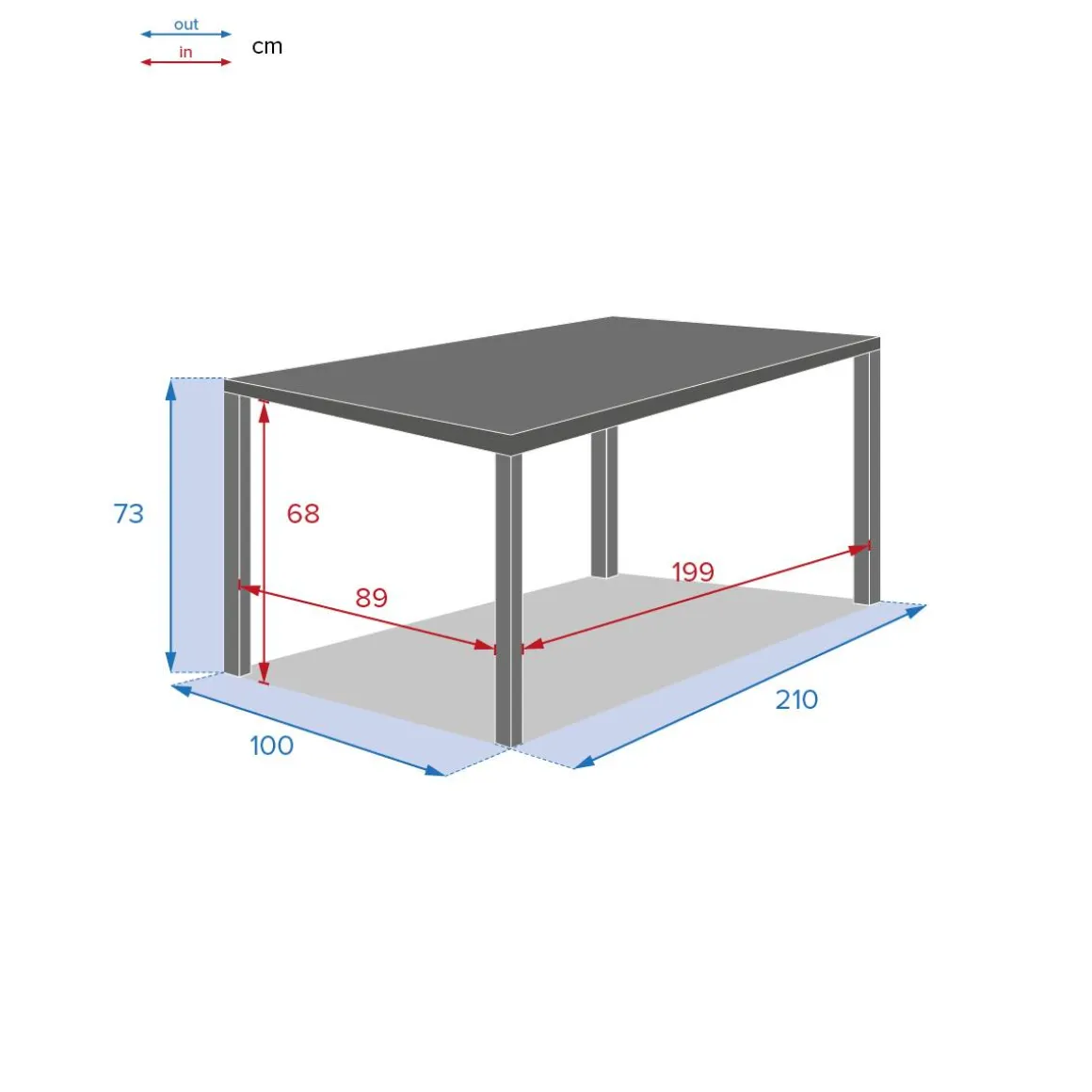 Table de jardin rectangulaire PIAZZA Graphite