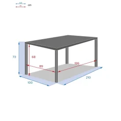 Table de jardin rectangulaire PIAZZA Graphite
