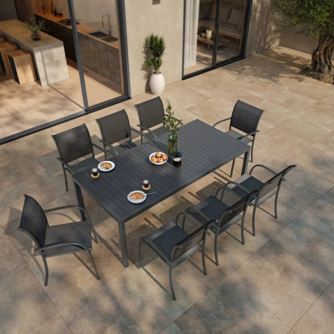 Table de jardin rectangulaire PIAZZA Graphite