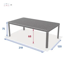 Table de jardin rectangulaire PARADIZE Acacia & Blanc
