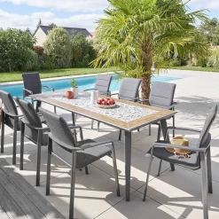 Table de jardin rectangulaire LAMBADA Céramique & Graphite