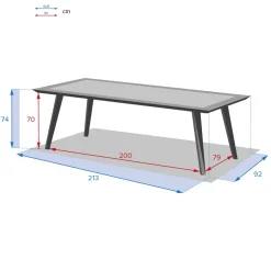 Table de jardin rectangulaire LAMBADA Céramique & Graphite